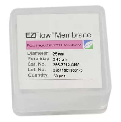 EZFlow Hydrophobic PTFE Membrane Disc Filter, 0.45um, 25mm, 50/PK