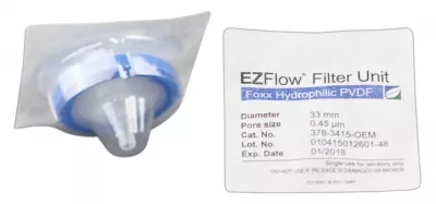 EZFlow Hydrophilic PVDF Syringe Filter, 0.45um, 33mm, Sterile, 100/PK