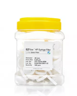 EZFlow Glass Fiber Syringe Filter, 0.45um, 25mm, Nonsterile, 100/PK