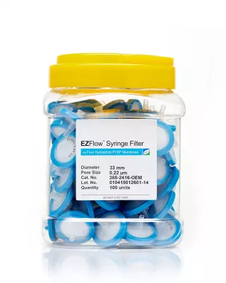 EZFlow Hydrophilic PVDF Syringe Filter, 0.22um, 33mm, Nonsterile, 100/PK