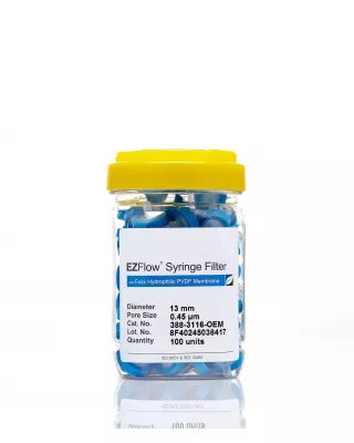 EZFlow Hydrophilic PVDF Syringe Filter, 0.45um, 13mm, Nonsterile, 100/PK