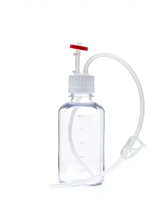 EZBio Single Use PC Bottle, 500 mL, 38-430 VersaCap, w/ Vent & Dip Tube, Sterile, 10/CS
