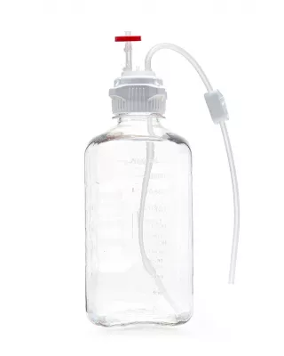EZBio Single Use PC Bottle, 2,000 mL (2 L), 53B VersaCap, w/ Vent & Dip Tube, Sterile, 10/CS
