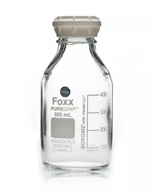 PUREGRIP(R) Rhino Safety Coated Glass Bottles, Clear, 500mL, with GL45 VersaCap
