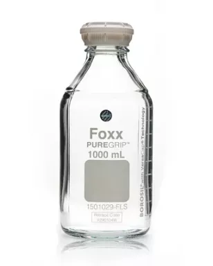 PUREGRIP(R) Rhino Safety Coated Glass Bottles, Clear, 1000mL, with GL45 VersaCap