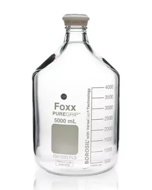 PUREGRIP(R) Rhino Safety Coated Glass Bottles, Clear, 5L, with GL45 VersaCap