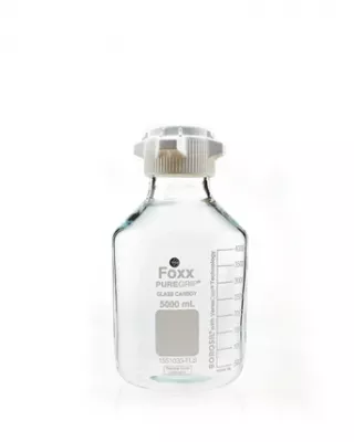 PUREGRIP Rhino Safety Coated Glass Carboy, Clear, 5L, with 83B VersaCap