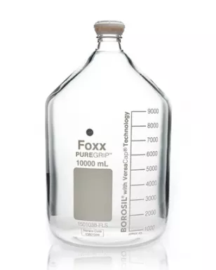 PUREGRIP(R) Rhino Safety Coated Glass Bottles, Clear, 10L, with GL45 VersaCap
