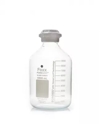 PUREGRIP Rhino Safety Coated Glass Carboy, Clear, 10L, with 83B VersaCap