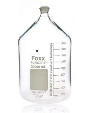 PUREGRIP(R) Rhino Safety Coated Glass Bottles, Clear, 20L, with GL45 VersaCap