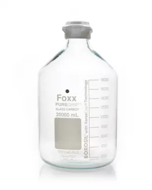 PUREGRIP(R) Rhino Safety Coated Glass Carboy, Clear, 20L, with 83B VersaCap