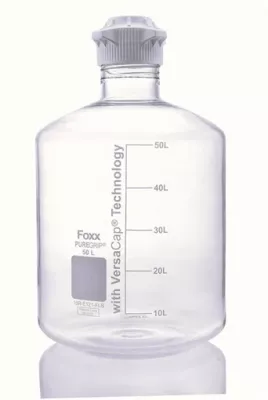 PUREGRIP Rhino Safety Coated Glass Carboy, Clear, 50L, with 120mm VersaCap