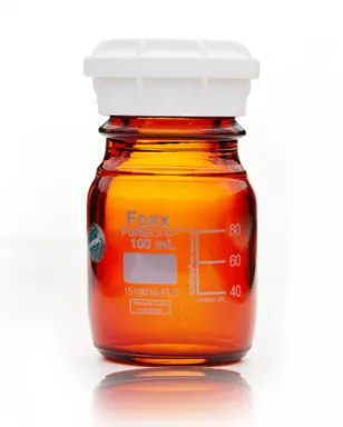 PUREGRIP(R) Rhino Safety Coated Glass Bottles, Amber, 100mL, with GL45 VersaCap