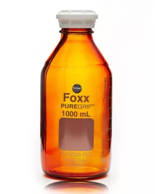PUREGRIP(R) Rhino Safety Coated Glass Bottles, Amber, 1000mL, with GL45 VersaCap