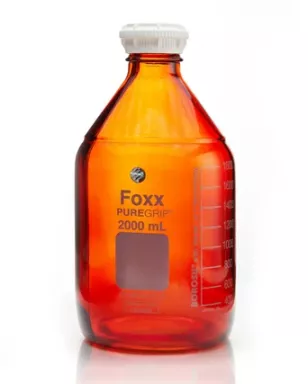 PUREGRIP(R) Rhino Safety Coated Glass Bottles, Amber, 2000mL, with GL45 VersaCap