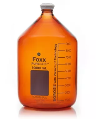 PUREGRIP(R) Rhino Safety Coated Glass Bottles, Amber, 10L, with GL45 VersaCap