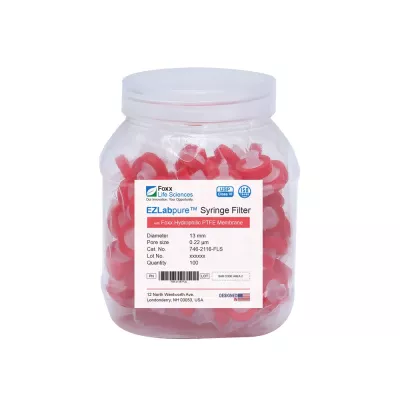 EZlabpure PES Syringe Filter, 0.22um, 13mm, Sterile, 100/PK