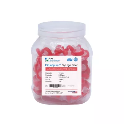 EZlabpure PES Syringe Filter, 0.45um, 13mm, Nonsterile, 100/PK