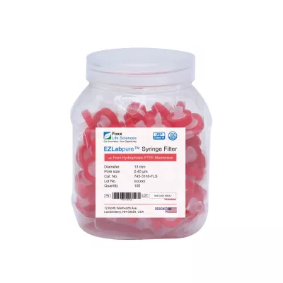 EZlabpure PES Syringe Filter, 0.45um, 25mm, Nonsterile, 100/PK