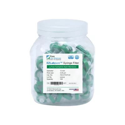 EZlabpure Nylon Syringe Filter, 0.22um, 13mm, Nonsterile, 100/PK