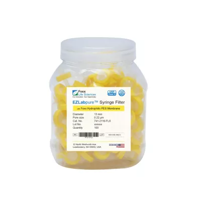 EZlabpure Nylon Syringe Filter, 0.45um, 13mm, Nonsterile, 100/PK