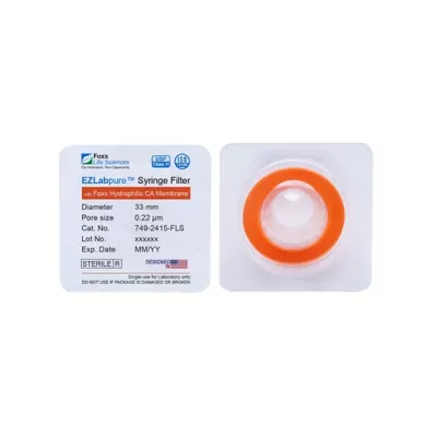 EZlabpure Hydrophilic PVDF Syringe Filter, 0.22um, 33mm, Sterile, 100/PK