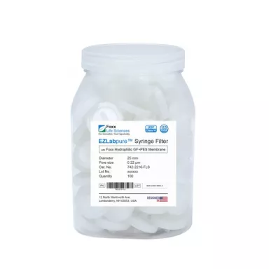 EZlabpure(TM) PP Syringe Filters, 0.45 um Pore Size Membrane, 13 mm,Non-Sterile,100/PK