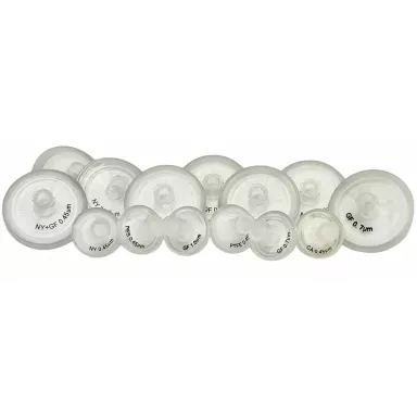 PTFE Hydrophobic Syringe Filter, 0.45&micro;m, 25mm, Nonsterile, Luer Lock, 100/Pk