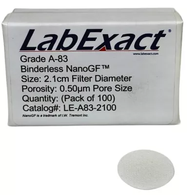 Grade A-83 Glass Fiber Filter, Nano-Scale, Binderless - 0.5&micro;m, 25mm - 100/pk