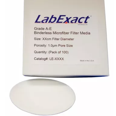 Grade A-E Glass Microfiber Filter, Binderless Borosilicate, 1.0 &micro;m, 90mm, DOP 99.98%, 100/Pk