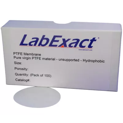 PTFE Hydrophobic Membrane Filter, 0.8&micro;m, 90mm, Polypropylene Support, Nonsterile, 100/Pk
